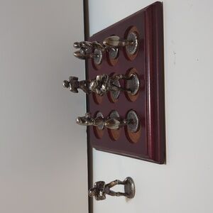 Pewter football players and footballs tic tac toe game with board